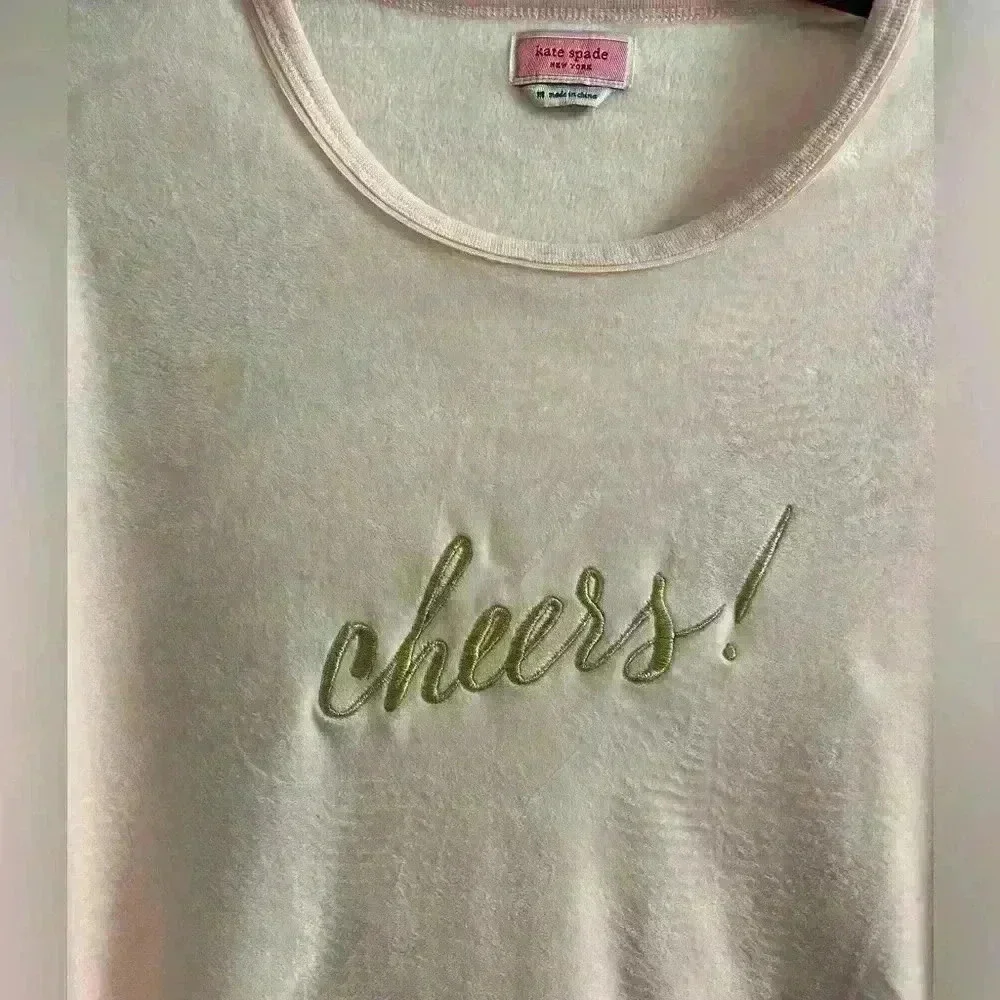 Kate Spade Crewneck Velvet Long Sleeve Medium Baby Pink